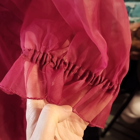 🔥Vintage Prom Dress Sheer Ruffle Sleeves AS IS - Picture 9 of 15